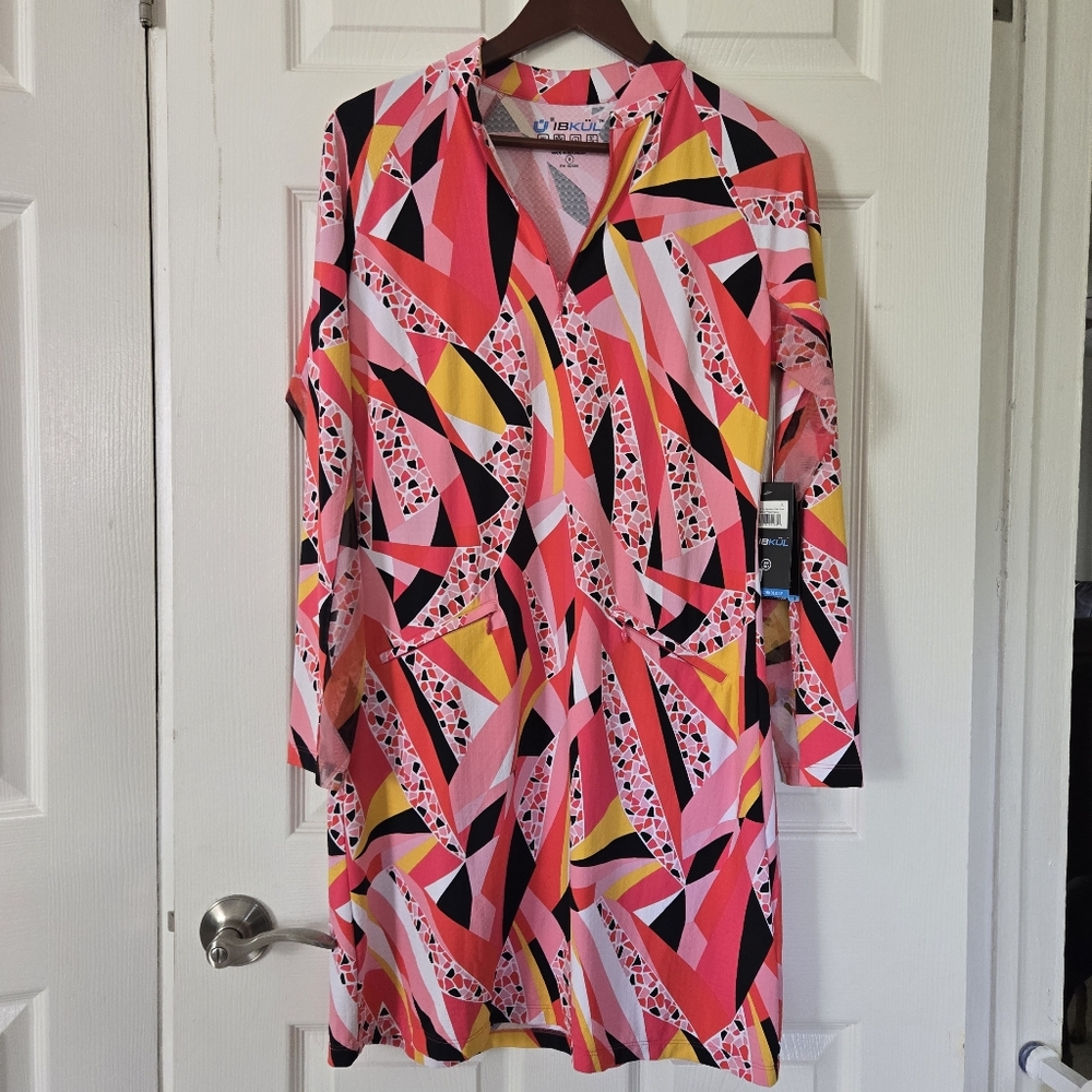 NWT IBKUL L/S Zip Mandarin Collar Dress